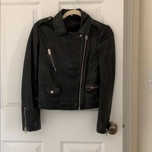TOPSHOP Black Leather Jacket Size 4